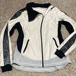 Lululemon Women's Cream and Black Jacket with Lace accent